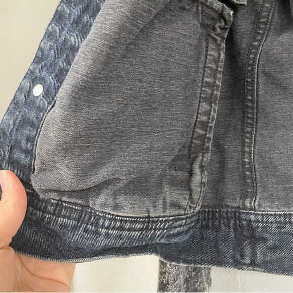 Free People Denim Hoodie Jacket With Grey Sweater Sleeve Womens S Blue Jean - Picture 5 of 10